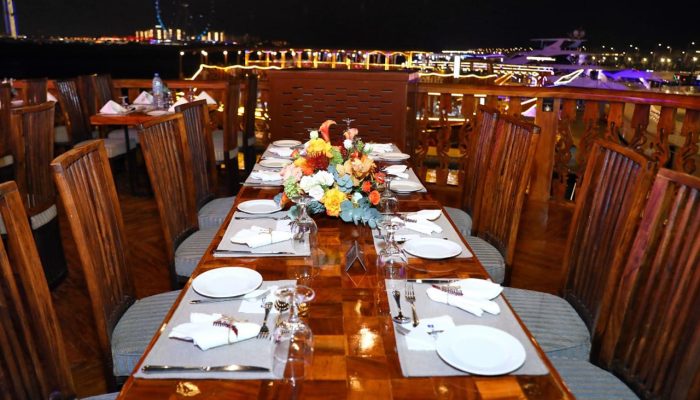 Premium Dhow Cruise Marina - Upper Deck -Table Setup
